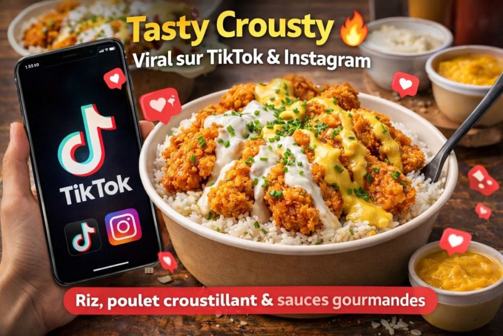 Tasty Crousty viral sur TikTok et Instagram avec riz moelleux, poulet croustillant et sauces gourmandes