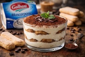 Tiramisu galbani dressé dans une coupe