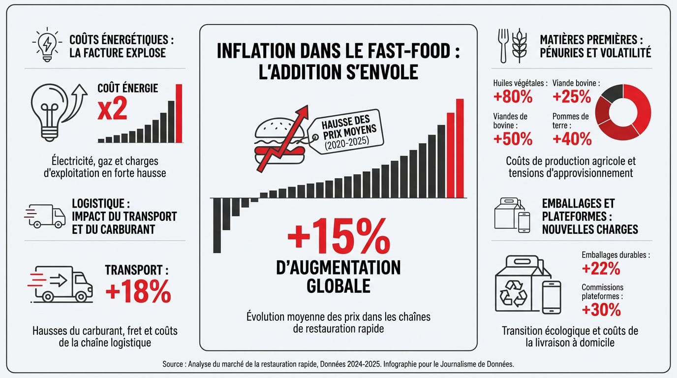 Graphique montrant l'envolée des prix dans la restauration rapide